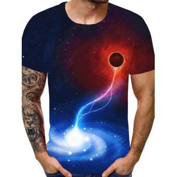 [32% OFF] 2023 Galaxy Lightning Print Perforated Tee In Multicolor ...