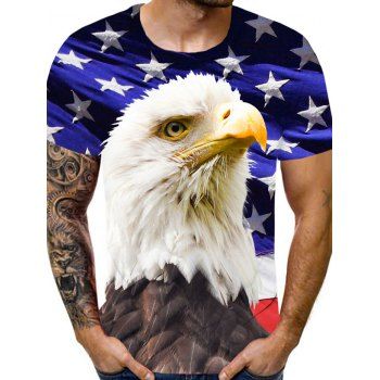 

Flag 3D Eagle Star Print Perforated Tee, Multicolor