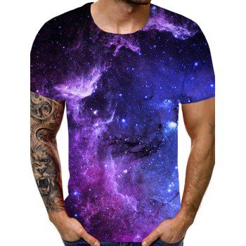 

Galaxy Print Perforated Short Sleeve Tee, Multicolor