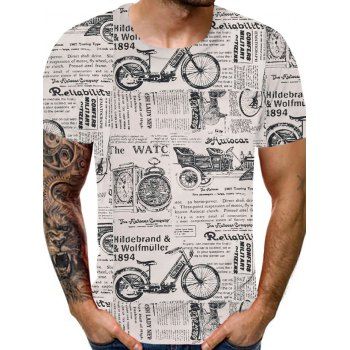 

Letter Newspaper Print Short Sleeve Tee, Multicolor