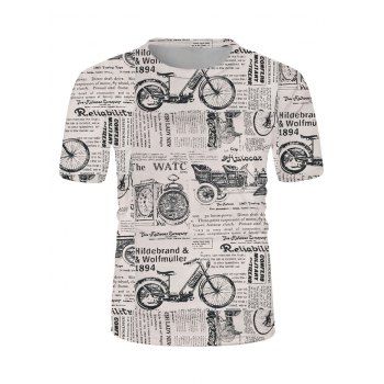 Letter Newspaper Print Short Sleeve Tee