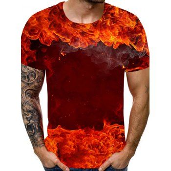 

Short Sleeve Fire Flame Print T-shirt, Multicolor
