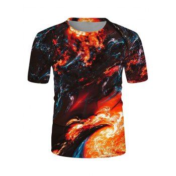 Short Sleeve Fire Flame Print Casual T-shirt