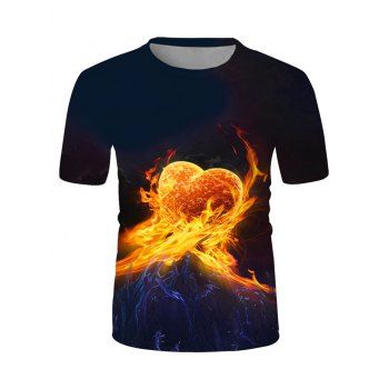 Flame Heart Print Short Sleeve T-shirt