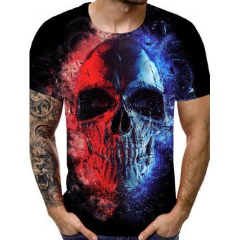

Skull Pattern Short Sleeve Tee, Multicolor
