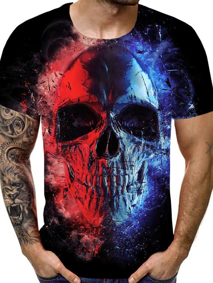 T-shirt Manches Courtes à Motif Crâne - multicolor L