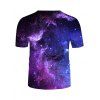 T-shirt Perforé à Imprimé Galaxie à Manches Courtes - multicolor 3XL