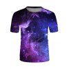 T-shirt Perforé à Imprimé Galaxie à Manches Courtes - multicolor 2XL