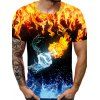 Water And Fire Fist Pattern Short Sleeve T-shirt - multicolor M