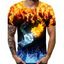 Water And Fire Fist Pattern Short Sleeve T-shirt - multicolor M