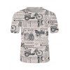 T-Shirt à Imprimé Lettre Journal à Manches Courtes - multicolor XL