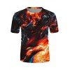 Short Sleeve Fire Flame Print Casual T-shirt - multicolor 2XL
