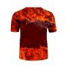 Short Sleeve Fire Flame Print T-shirt - multicolor 2XL
