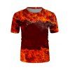 T-shirt à Imprimé Flamme à Manches Courtes - multicolor 2XL