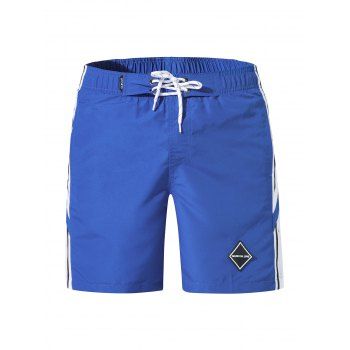 

Contrast Color Spliced Casual Shorts, Blue