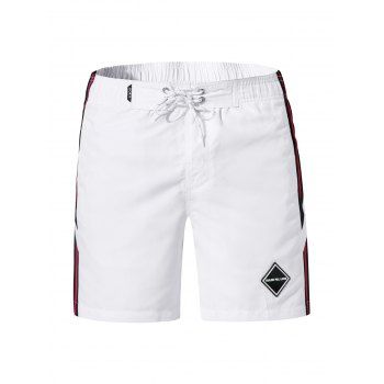 

Contrast Color Spliced Casual Shorts, White