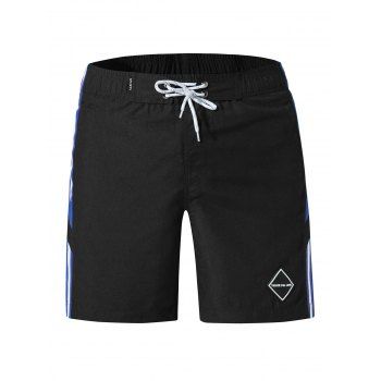 

Contrast Color Spliced Casual Shorts, Black