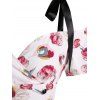 Flower Print Garden Party Dress Cold Shoulder Vacation Dress Tie Shoulder A Line Dress - WHITE L