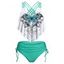 Maillot de Bain Tankini Gainant à Imprimé Papillon à Bretelle Croisée à Volants de Vacance - Vert clair XXL