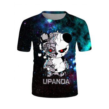 Buy Robot Panda Galaxy Print Short Sleeve T-shirt. Picture