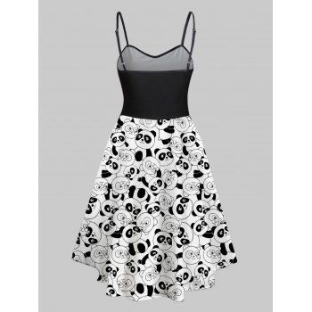 Cute High Low Lace Up Panda Print Mini Dress