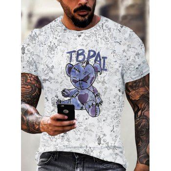 

Allover Funny Sketch Bear Print T-shirt, Multicolor