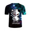 Robot Panda Galaxy Print Short Sleeve T-shirt - multicolor 3XL