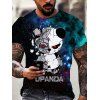 T-shirt à Imprimé Robot Galaxie Panda à Manches Courtes - multicolor L