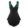 Gothic Plunging V Neck Skull Lace Panel Corset Slit Skirted Tank Top - GREEN M