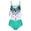 Maillot de Bain Tankini Découpé Croisé Imprimé à Volants avec Strass - Vert clair XL