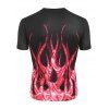 Flame Print Short Sleeve T-shirt - RED WINE 3XL