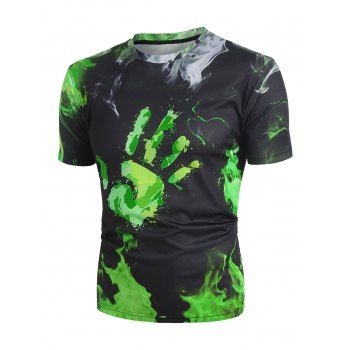 

Neon Smoke Palm Print Short Sleeve T-shirt, Multicolor