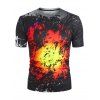 Abstract Flame Print Short Sleeve T-shirt - multicolor 3XL