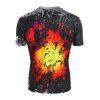 T-shirt à Imprimé Flamme Abstrait à Manches Courtes - multicolor 3XL
