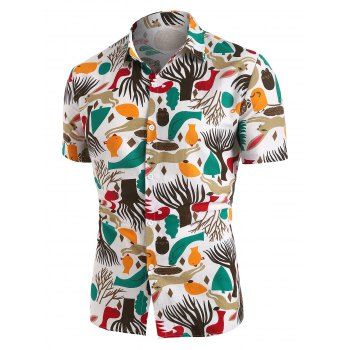 

Plant Animal Print Short Sleeve Shirt, Multicolor