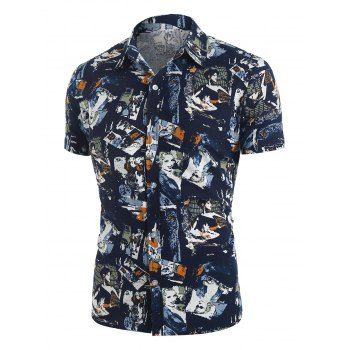 

Allover Figure Print Short Sleeve Shirt, Multicolor