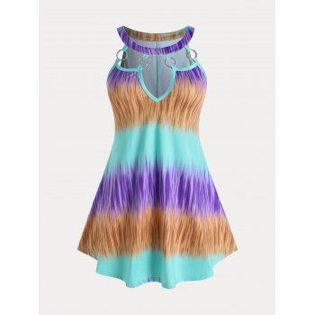 

Plus Size O Ring Cutout Tie Dye Tank Top, Multicolor