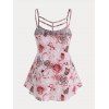 Floral Backless Strappy Lace Panel Plus Size Tank Top - LIGHT PINK 4X | US 26-28