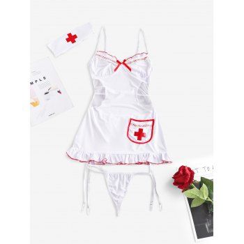 Lace Mesh Panel Lingerie Nurse Costume Set dresslily imagine noua 2022