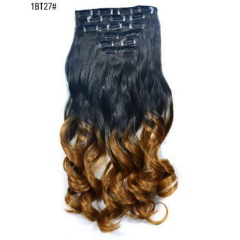 

6Pcs Ombre Wavy Clip In Hair Extensions Wig, Black