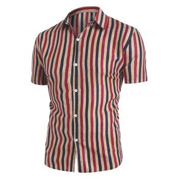 

Short Sleeve Stripe Print Shirt, Multicolor