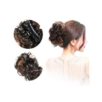 

Curly Synthetic Chignon Claw Hair Bun Wig, Deep coffee