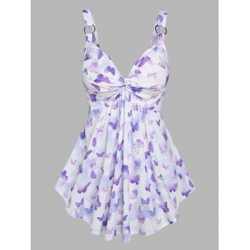 

Twist Butterfly Print Tank Top, Light purple