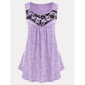 

Lace Insert Space Dye Plus Size Tank Top, Purple