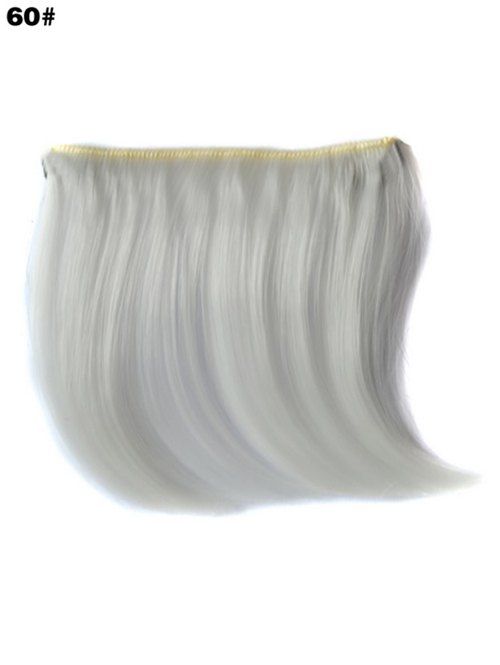 Perruque Synthétique Droite à Frange Latérale avec Morceau de Cheveux Colorés - Blanc 