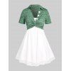 Ensemble de T-shirt Court Tordu de Grande Taille et de Camisole Tunique - Vert clair 4X | US 26-28