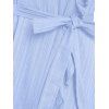 Robe Ceinturée à Epaule Dénudée à Volants - Bleu clair M