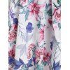 Cold Shoulder Flower Print Cutout Puff Sleeve Dress - LIGHT PINK XL