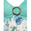 Leaf Flower Print Handkerchief Backless Cami Dress - LIGHT GREEN XXL
