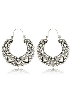 Retro Floral Heart Hollow Out Drop Earrings